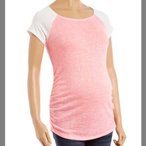 Ivory & Pink Burnout Maternity Baseball Top